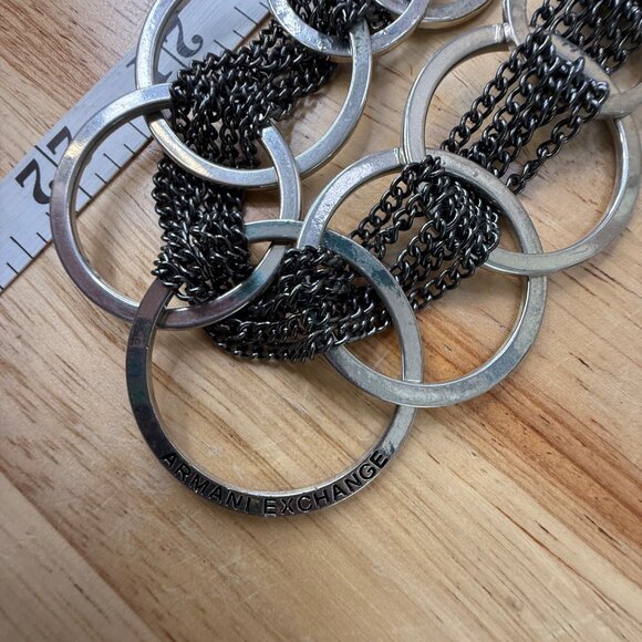 Armani Exchange Womens Silver-Tone Chain Necklace With Interlinked Rings Design - Picture 9 of 11